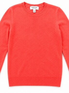 Nordstrom 100% Cashmere Coral Crewneck Sweater Size Small